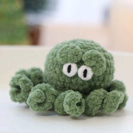 Green Octopus Crochet Plush Keychain