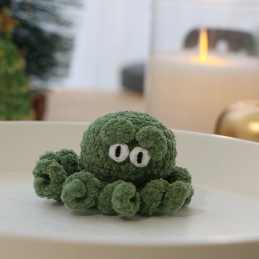 Green Octopus Crochet Plush Keychain
