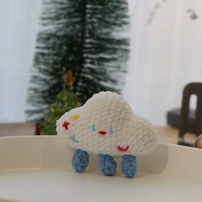 Smiling Cloud Crochet Plush Keychain