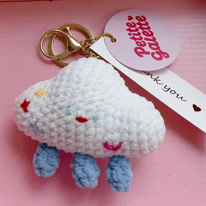 Smiling Cloud Crochet Plush Keychain