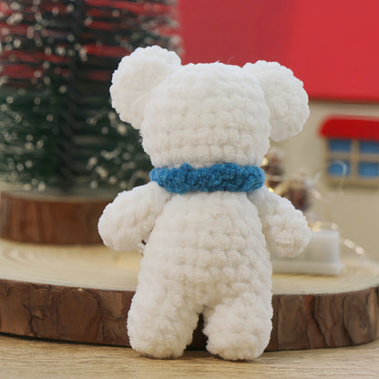 White Bear Blue Scarf Crochet Doll Keychain