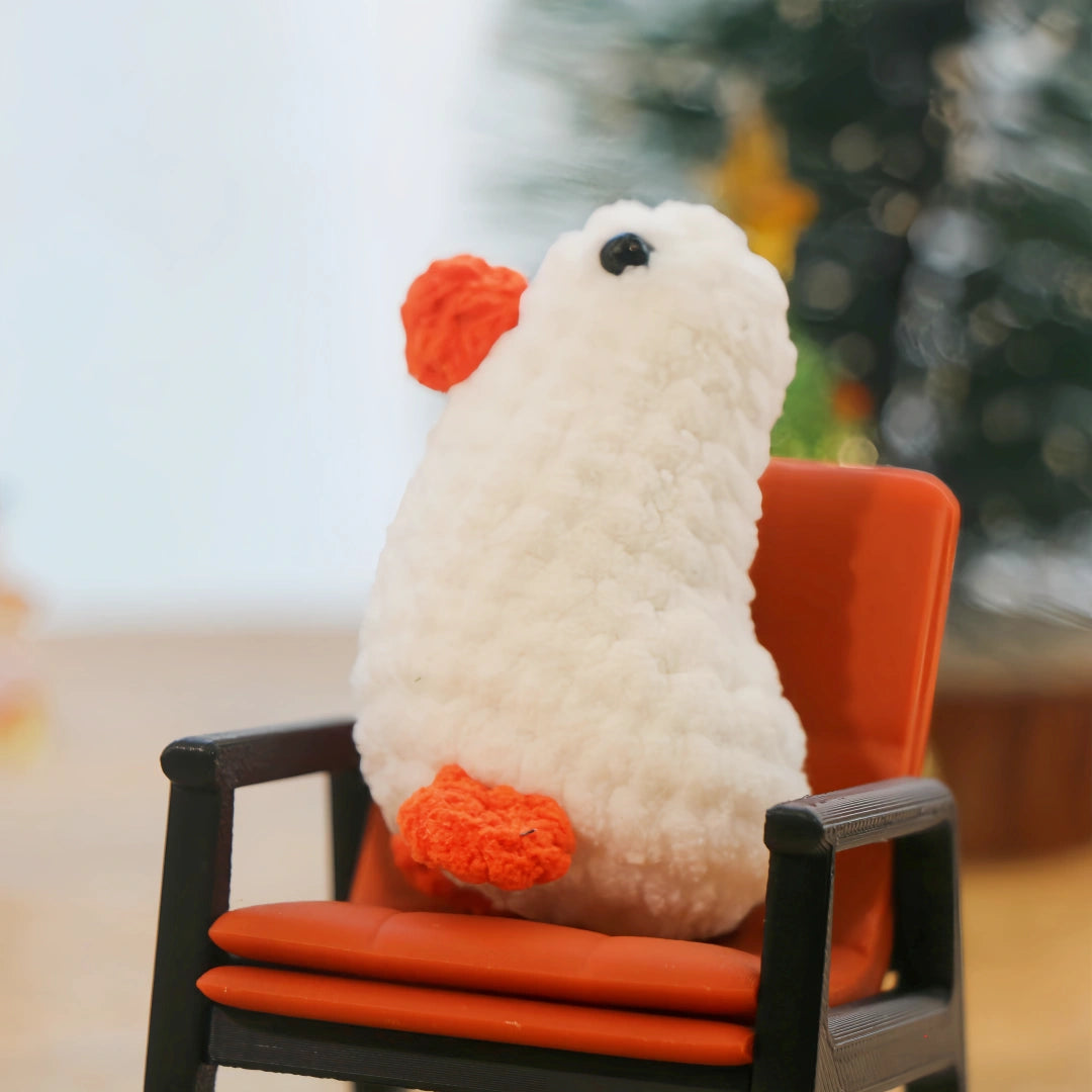 White Goose Crochet Plush Keychain