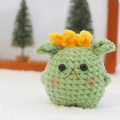 Green Flower-Ear Creature Crochet Plush Keychain