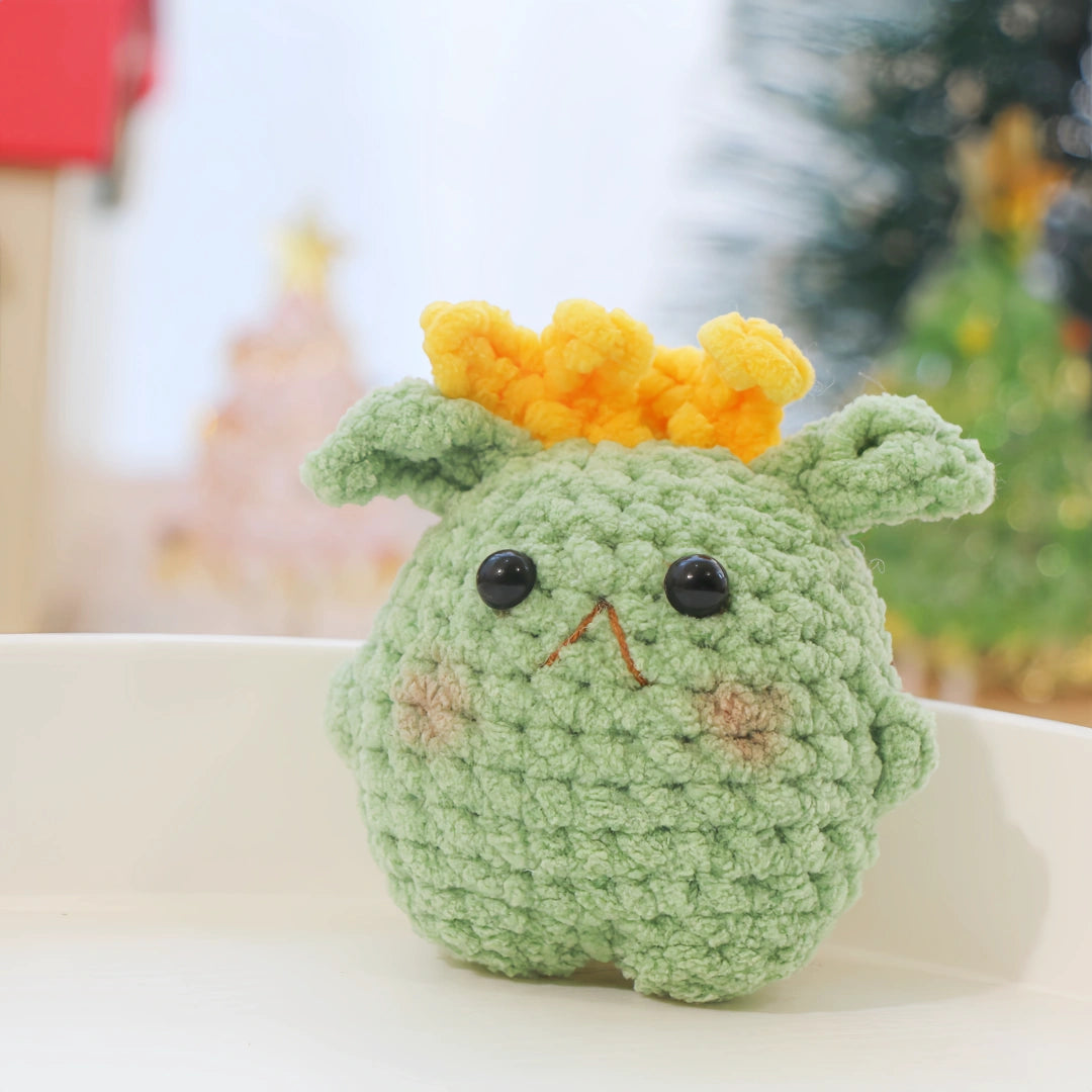 Green Flower-Ear Creature Crochet Plush Keychain