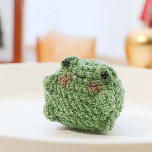 Green Round Frog Crochet Plush Keychain