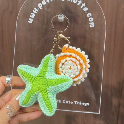 Starfish & Seashell Crochet Bag Charm