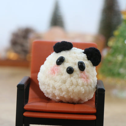 Round Panda Crochet Plush Keychain