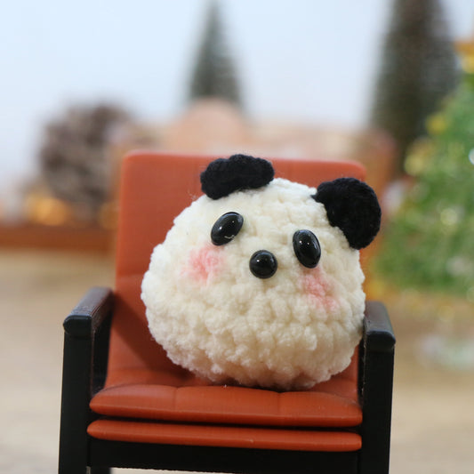 Round Panda Crochet Plush Keychain
