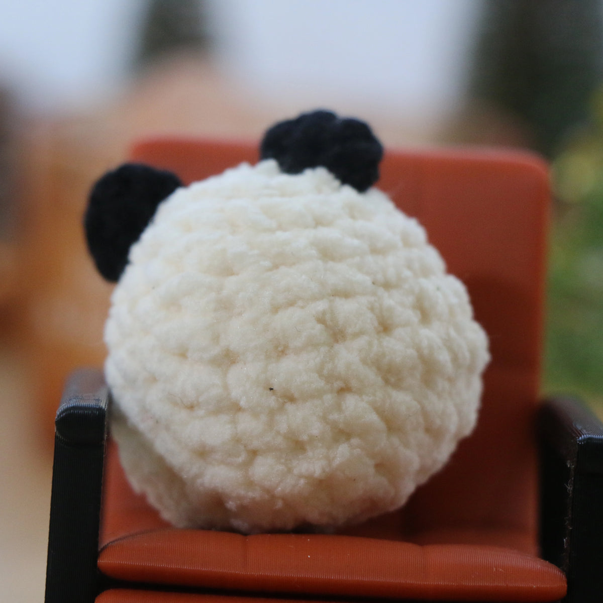 Round Panda Crochet Plush Keychain