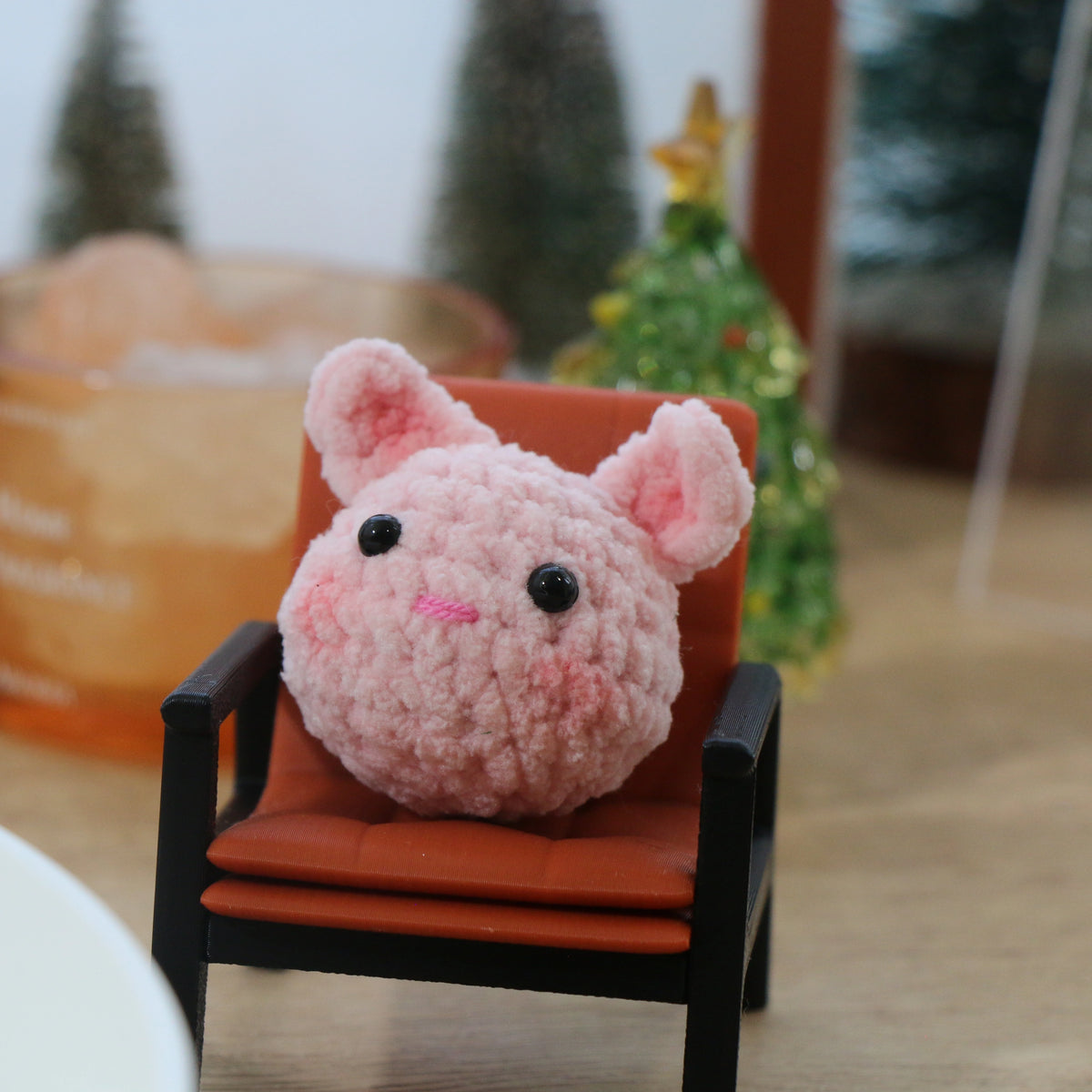 Pink Pig Crochet Plush Keychain