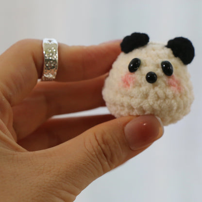 Round Panda Crochet Plush Keychain