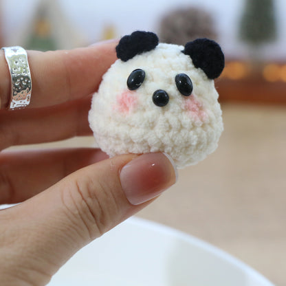 Round Panda Crochet Plush Keychain