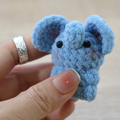 Mini Blue Elephant Crochet Plush Keychain