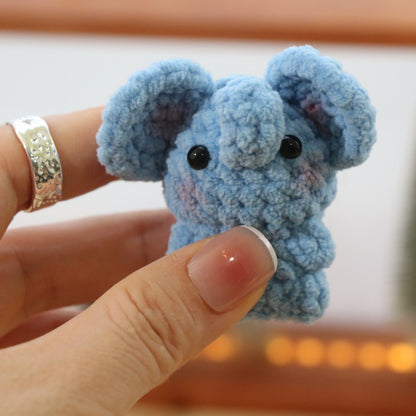 Mini Blue Elephant Crochet Plush Keychain