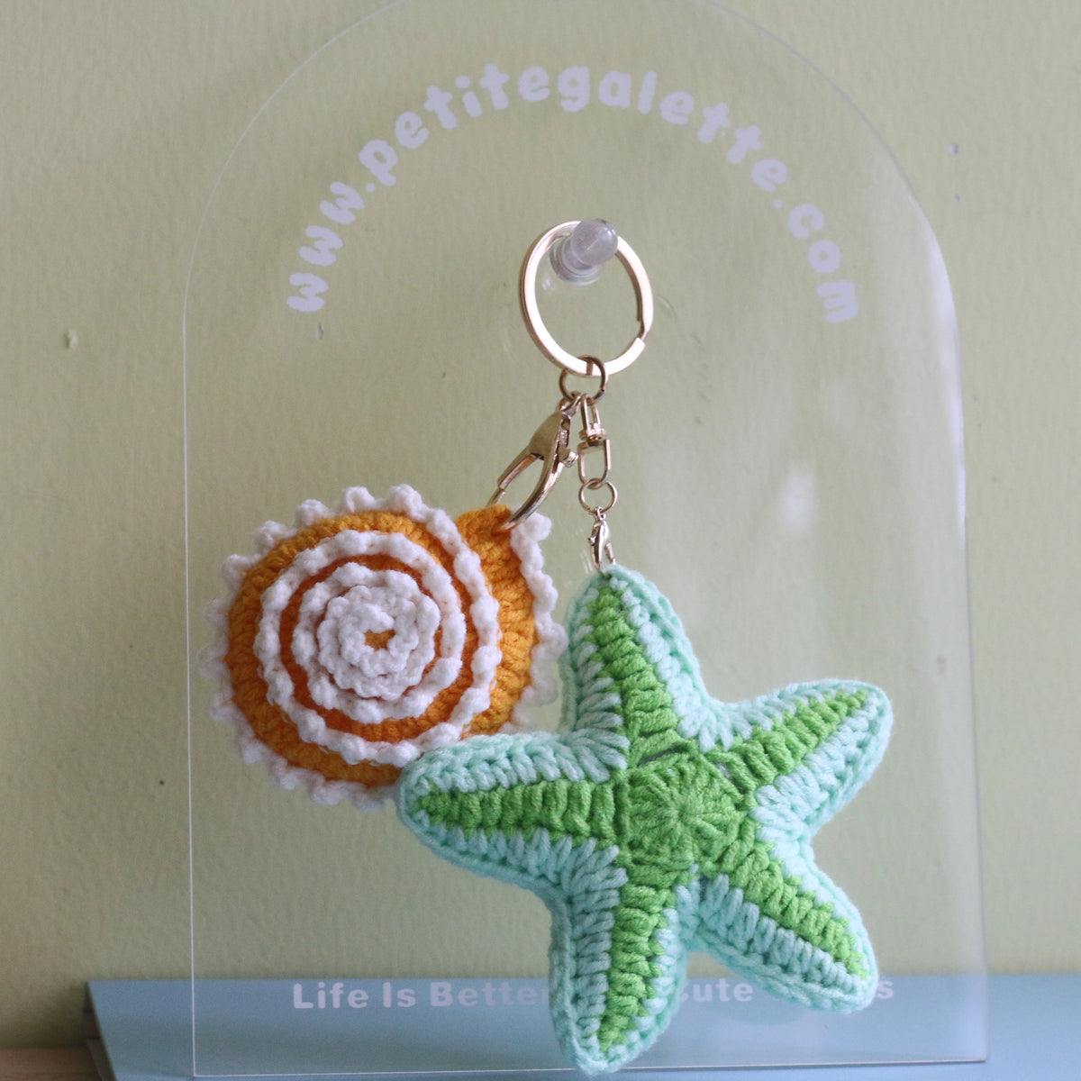 Starfish & Seashell Crochet Bag Charm