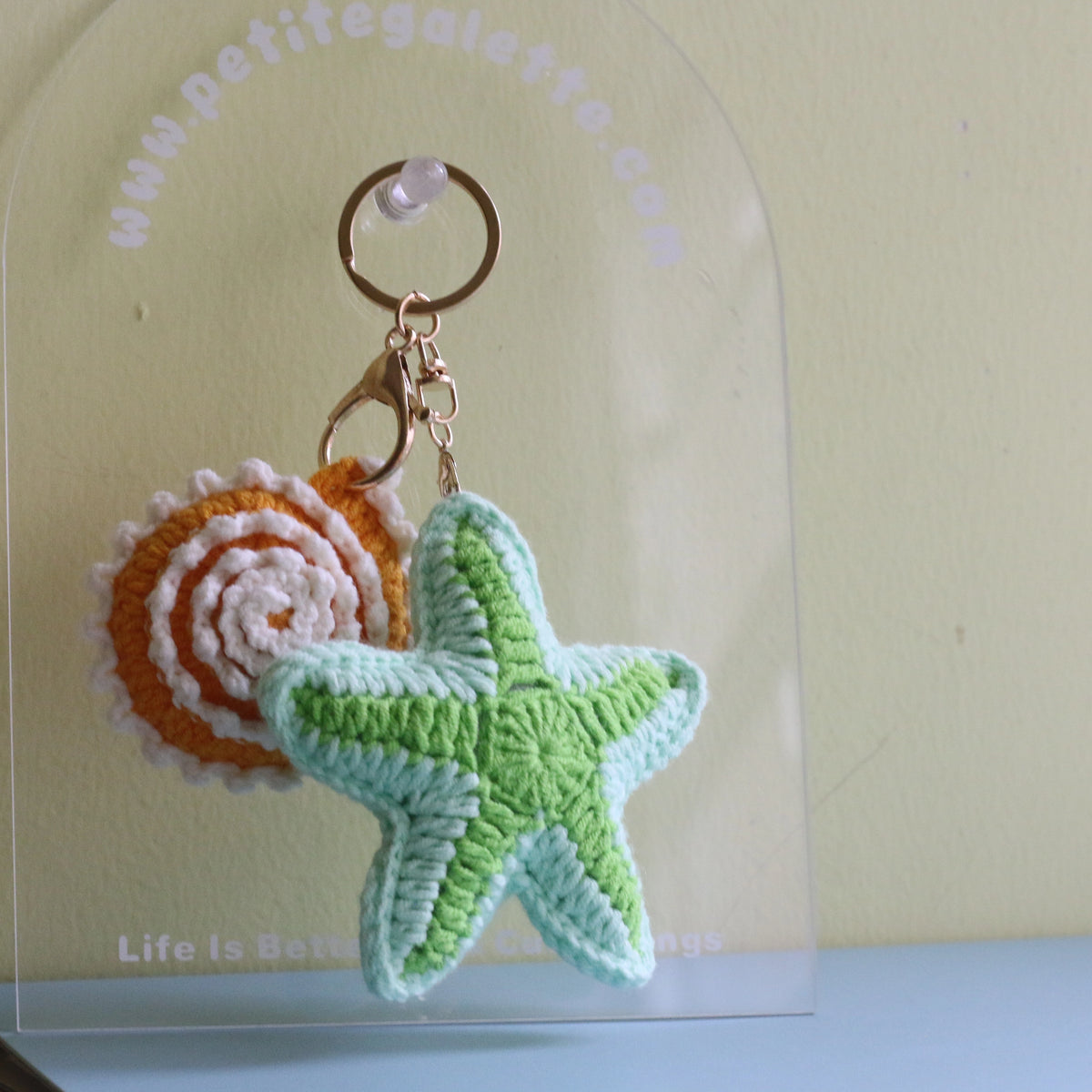 Starfish & Seashell Crochet Bag Charm