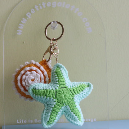 Starfish & Seashell Crochet Bag Charm