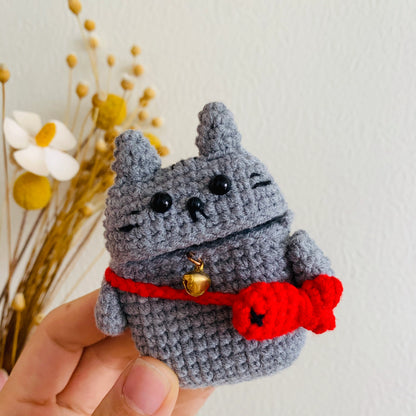 Beige Cat Crochet AirPods Case