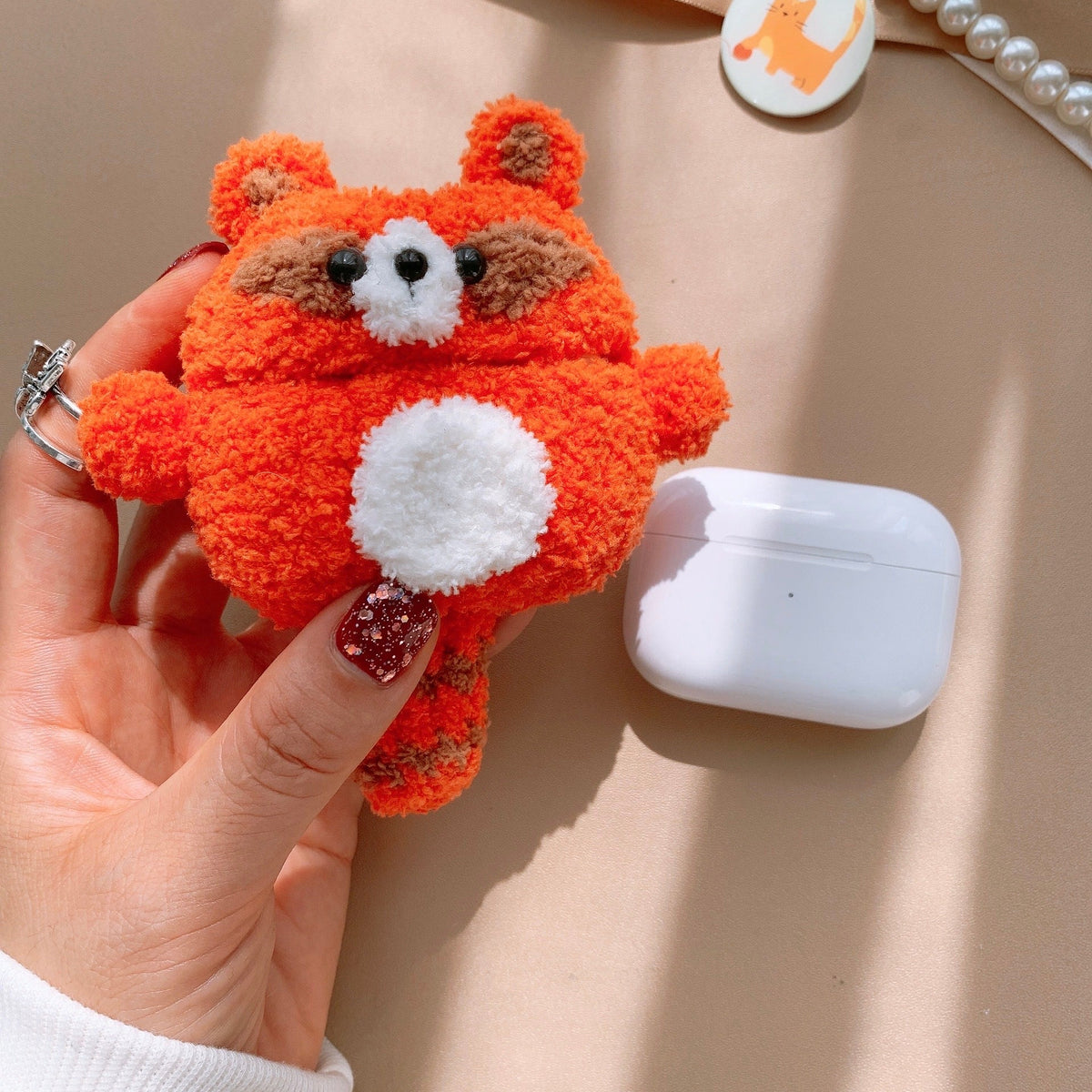 Orange Fox Crochet AirPods Case