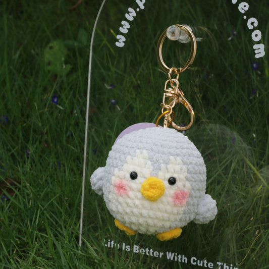 Gray Bird Crochet Plush Keychain