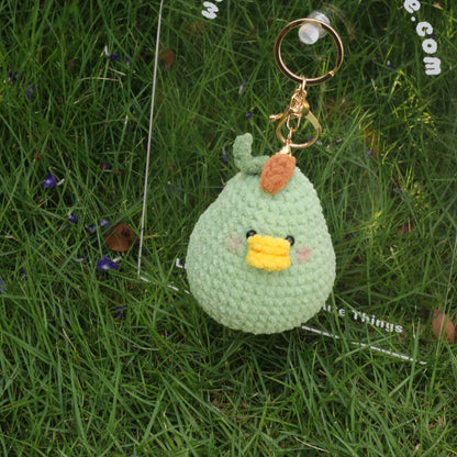 Green Pear Duck Crochet Plush Keychain