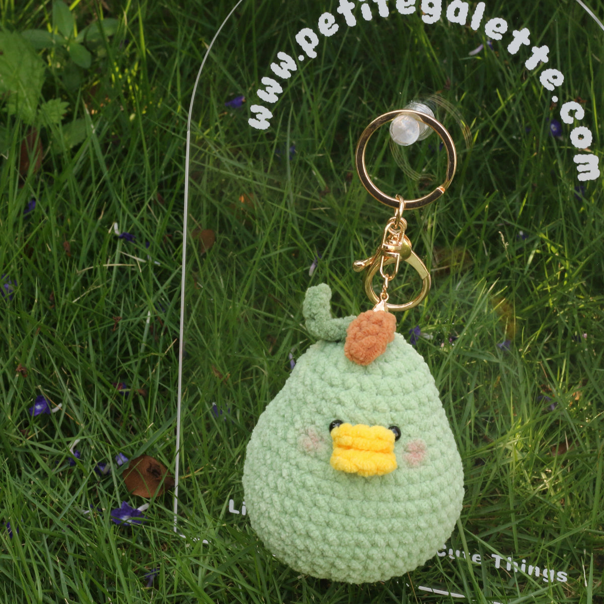 Green Pear Duck Crochet Plush Keychain