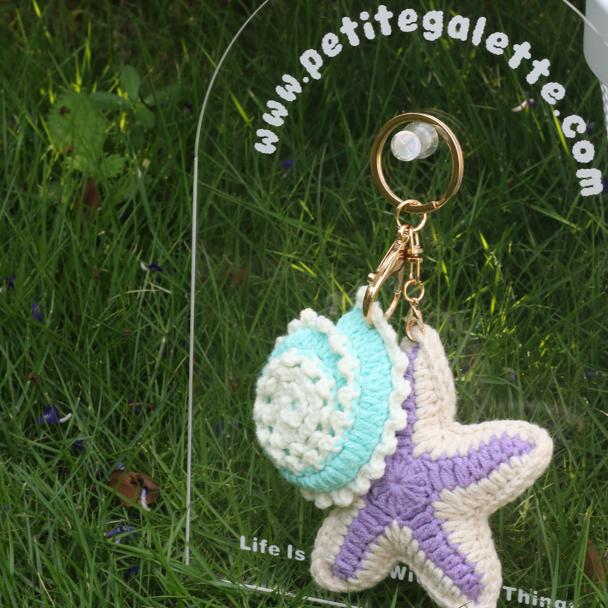 Starfish & Seashell Crochet Bag Charm
