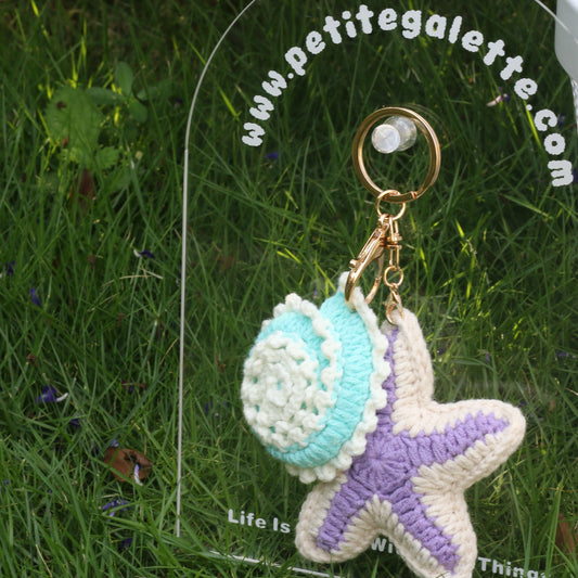 Starfish & Seashell Crochet Bag Charm