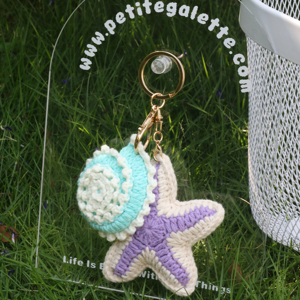 Starfish & Seashell Crochet Bag Charm