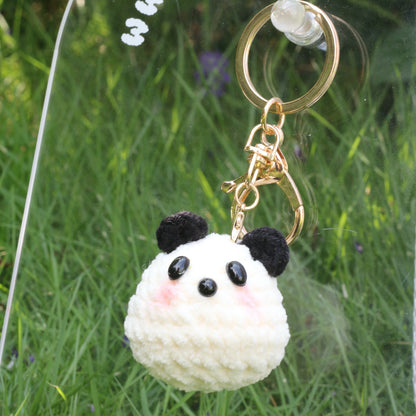 Round Panda Crochet Plush Keychain