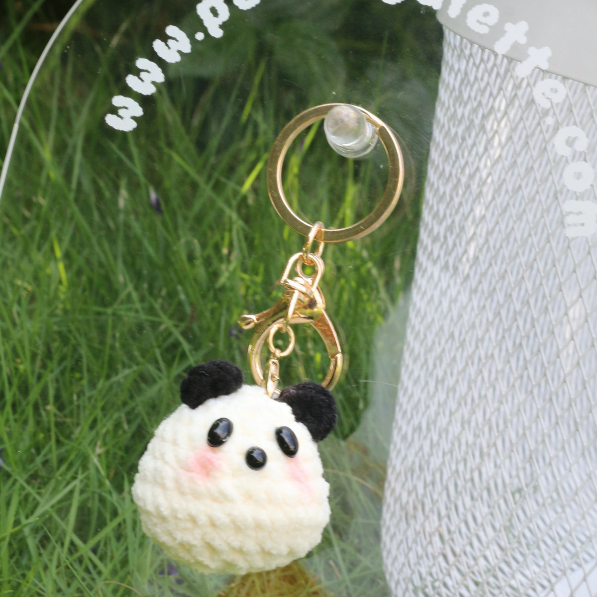 Round Panda Crochet Plush Keychain