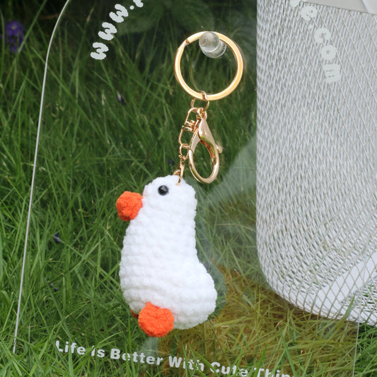 White Goose Crochet Plush Keychain