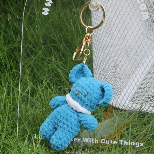 Blue Bear Crochet Keychain