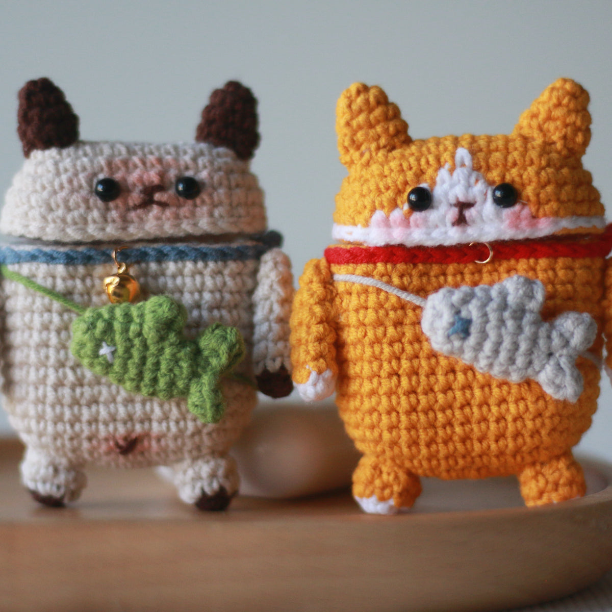 Beige Cat Crochet AirPods Case