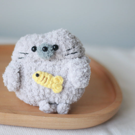 Gray Seal Crochet AirPods Case