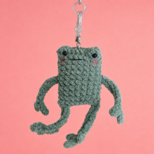 Long-Legged Gray Monster Crochet Keychain