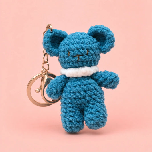 Blue Bear Crochet Keychain