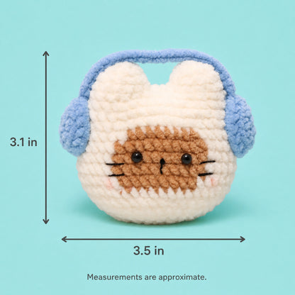 Blue Headphone Toast Crochet Plush Keychain