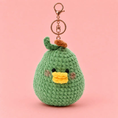 Green Pear Duck Crochet Plush Keychain