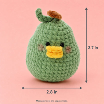 Green Pear Duck Crochet Plush Keychain