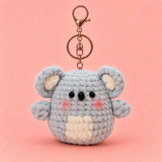Gray Koala Crochet Plush Keychain