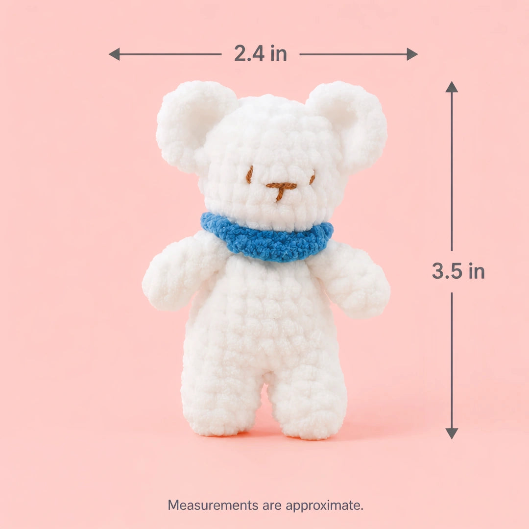 White Bear Blue Scarf Crochet Doll Keychain