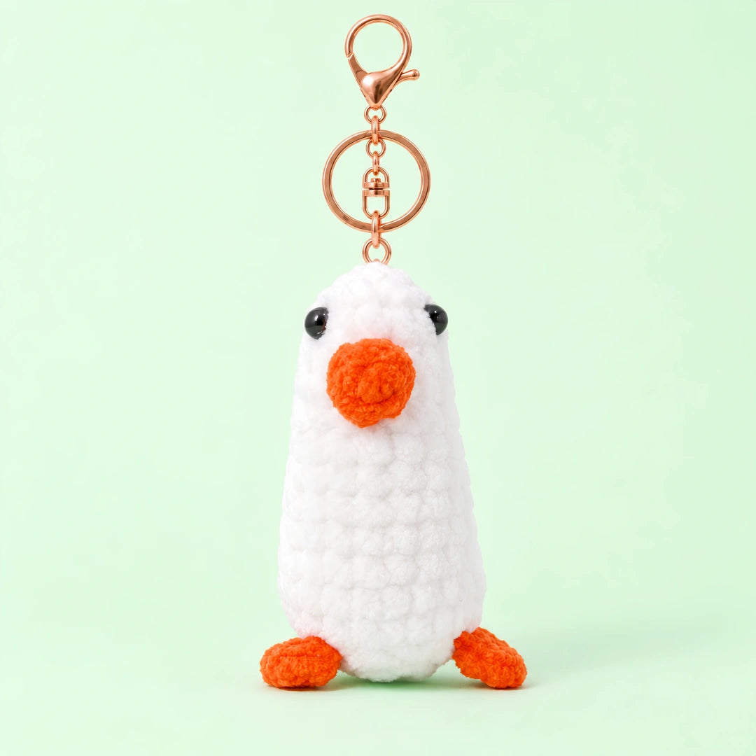 White Goose Crochet Plush Keychain