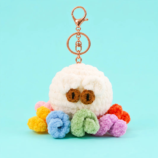 Rainbow Tentacle Octopus Crochet Plush Keychain