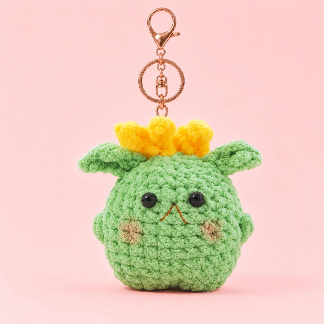 Green Flower-Ear Creature Crochet Plush Keychain