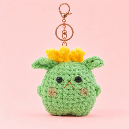 Green Flower-Ear Creature Crochet Plush Keychain