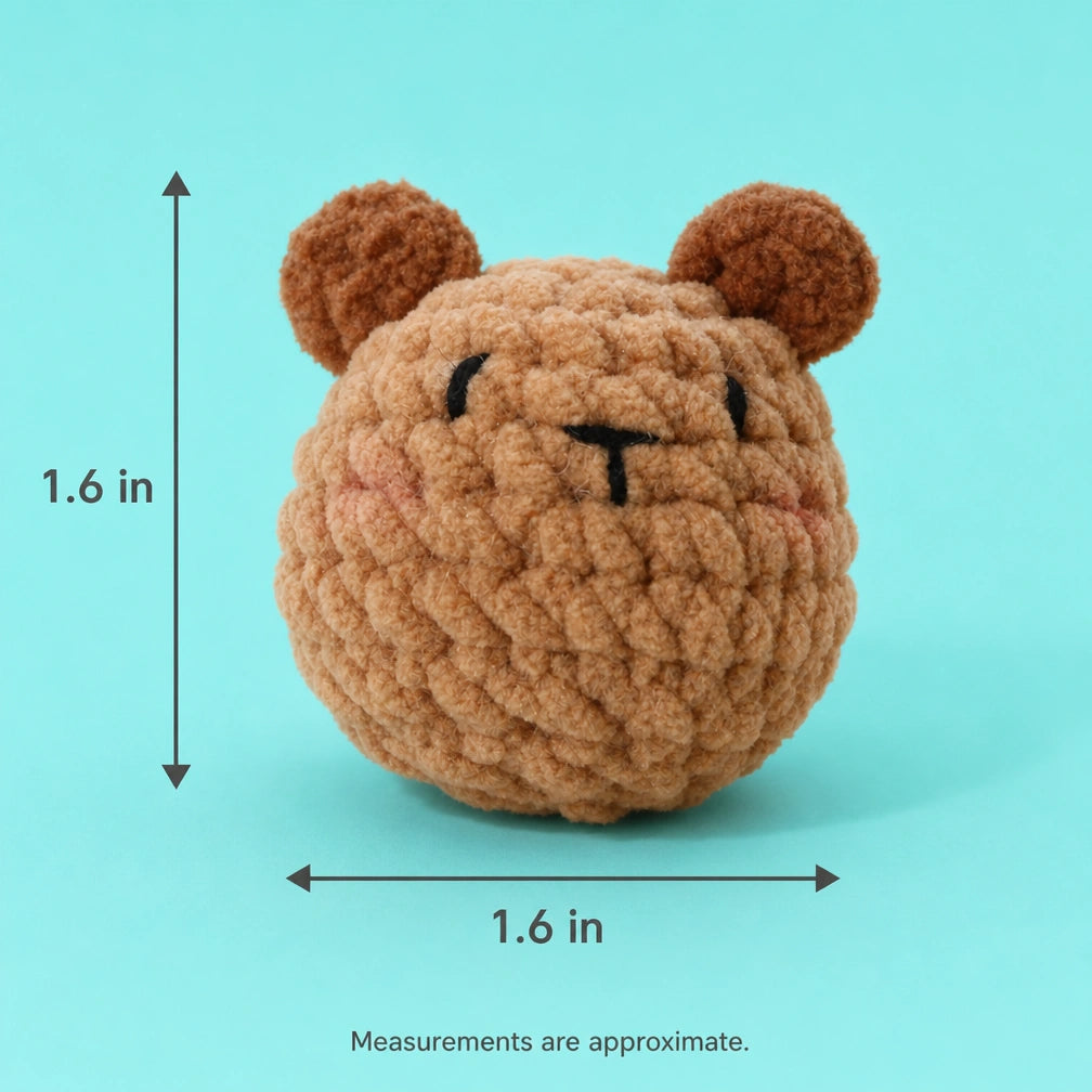 Round Brown Bear Crochet Plush Keychain
