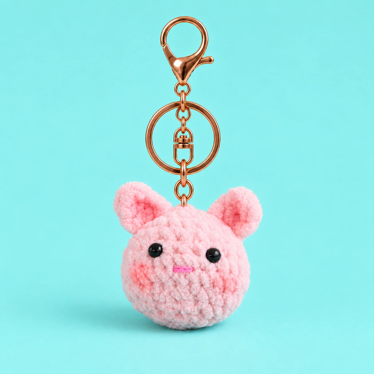 Pink Pig Crochet Plush Keychain