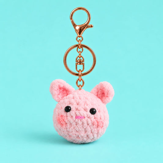Pink Pig Crochet Plush Keychain