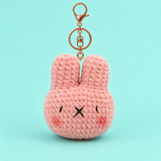 Green Frog Head Crochet Plush Keychain